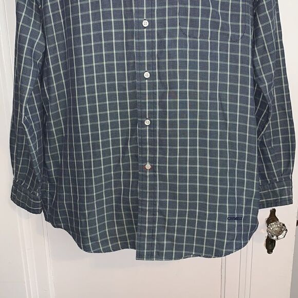 Daniel Cremieux navy blue & light green checked long sleeved button down shirt - Picture 3 of 8